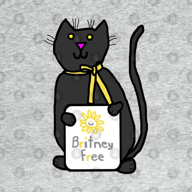 Free Britney Cute Cat with Britney Free Sign by ellenhenryart